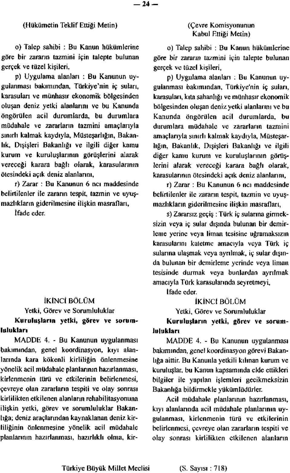 Müsteşarlığın, Bakanlık, Dışişleri Bakanlığı ve ilgili diğer kamu kurum ve kuruluşlarının görüşlerini alarak vereceği karara bağlı olarak, karasularının ötesindeki açık deniz alanlarını, r) Zarar :