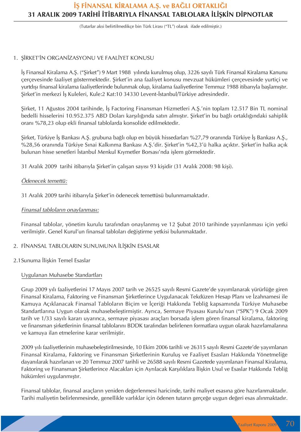 fiirket in merkezi fl Kuleleri, Kule:2 Kat:10 34330 Levent- stanbul/türkiye adresindedir. fiirket, 11 A ustos 2004 tarihinde, fl Factoring Finansman Hizmetleri A.fi. nin toplam 12.