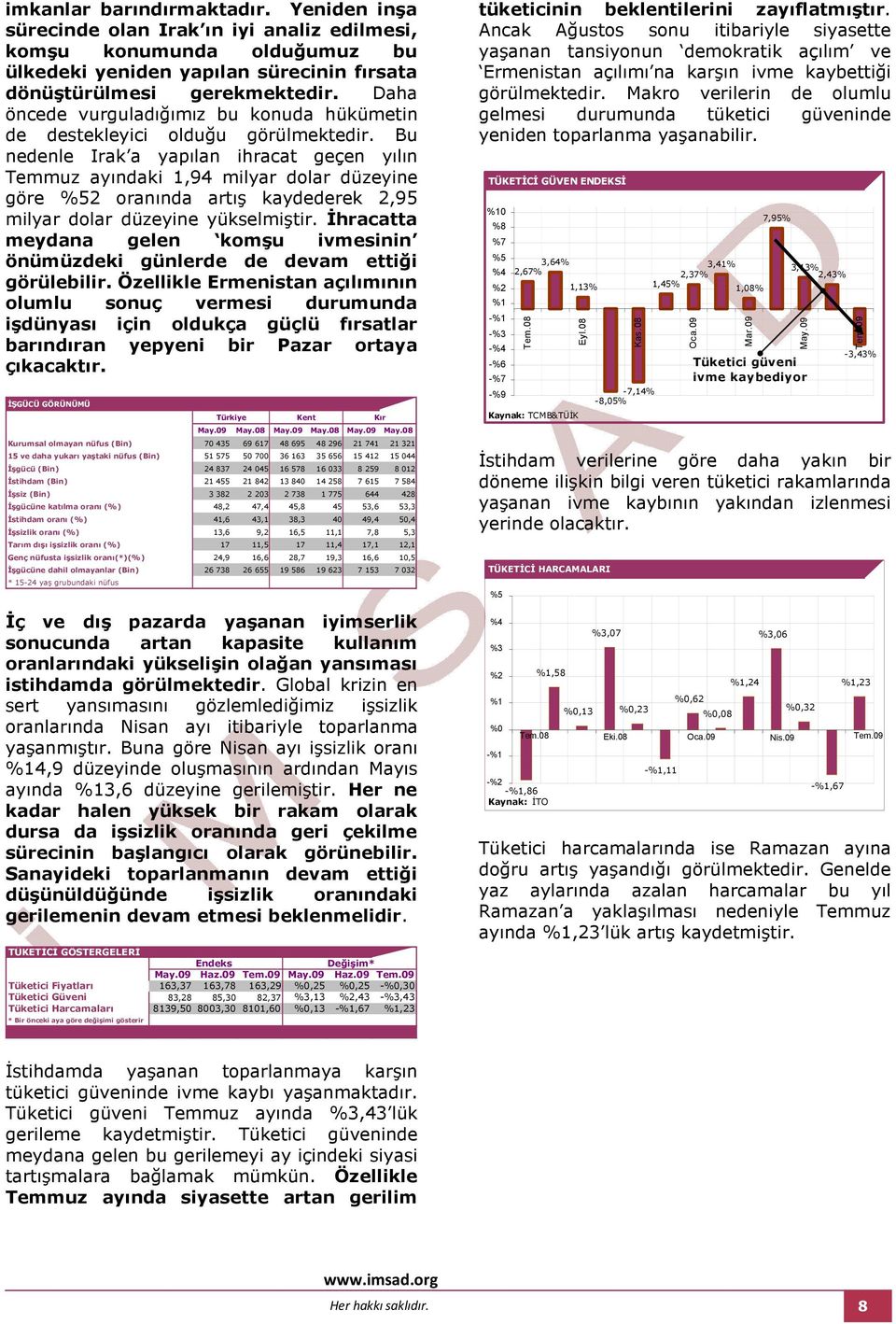 Bu nedenle Irak a yapılan ihracat geçen yılın Temmuz ayındaki 1,4 milyar dolar düzeyine göre 2 oranında artış kaydederek 2,5 milyar dolar düzeyine yükselmiştir.