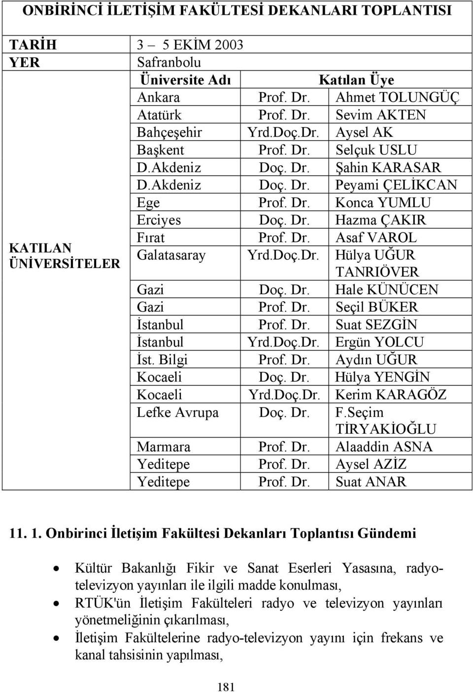 Doç.Dr. Hülya UĞUR TANRIÖVER Gazi Doç. Dr. Hale KÜNÜCEN Gazi Prof. Dr. Seçil BÜKER İstanbul Prof. Dr. Suat SEZGİN İstanbul Yrd.Doç.Dr. Ergün YOLCU İst. Bilgi Prof. Dr. Aydın UĞUR Kocaeli Doç. Dr. Hülya YENGİN Kocaeli Yrd.