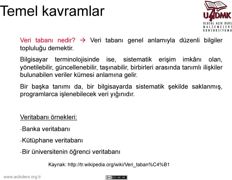 ilişkiler bulunabilen veriler kümesi anlamına gelir.