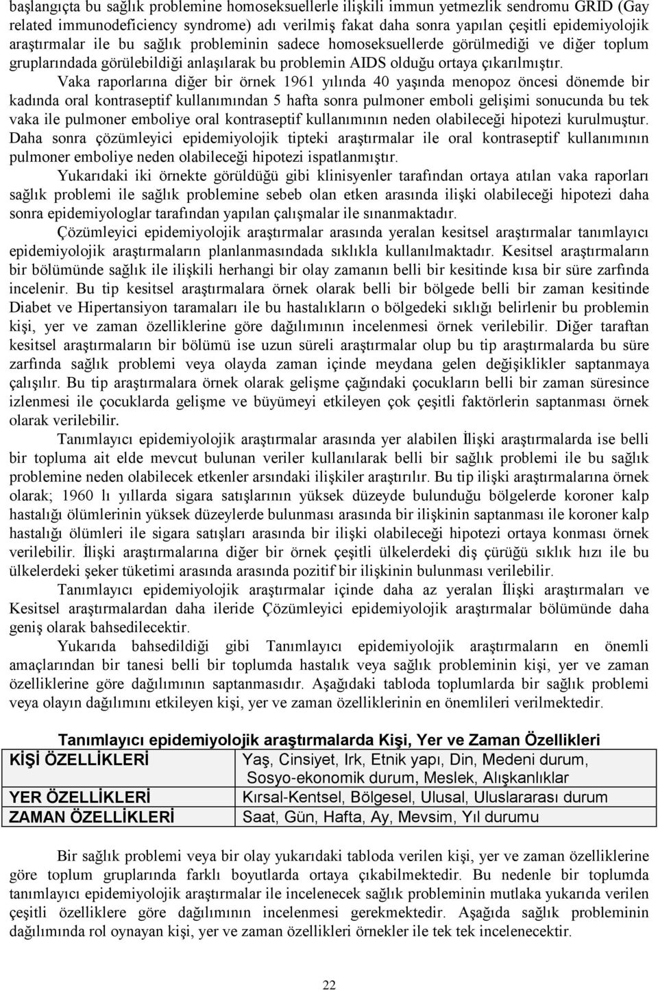 Vaka raporlarına diğer bir örnek 1961 yılında 40 yaşında menopoz öncesi dönemde bir kadında oral kontraseptif kullanımından 5 hafta sonra pulmoner emboli gelişimi sonucunda bu tek vaka ile pulmoner