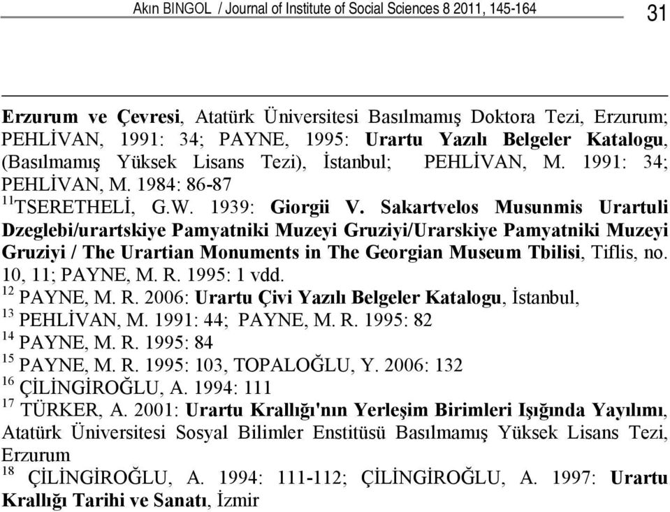 Sakartvelos Musunmis Urartuli Dzeglebi/urartskiye Pamyatniki Muzeyi Gruziyi/Urarskiye Pamyatniki Muzeyi Gruziyi / The Urartian Monuments in The Georgian Museum Tbilisi, Tiflis, no. 10, 11; PAYNE, M.