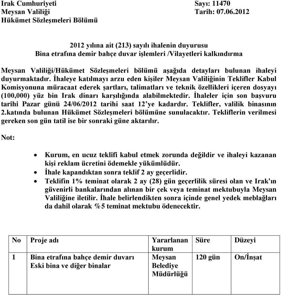 işlemleri /Vilayetleri kalkındırma tarihi Pazar günü 24/06/2012 tarihi saat 12 ye