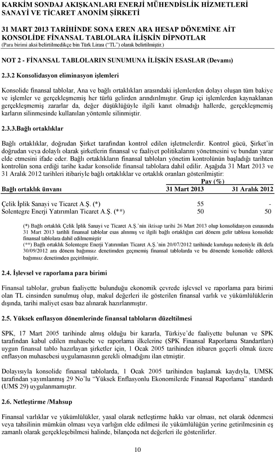 arındırılmıştır. Grup içi işlemlerden kaynaklanan gerçekleşmemiş zararlar da, değer düşüklüğüyle ilgili kanıt olmadığı hallerde, gerçekleşmemiş karların silinmesinde kullanılan yöntemle silinmiştir.