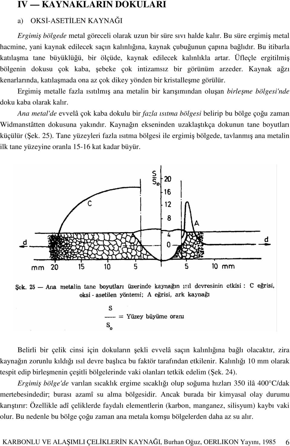 Üfleçle ergitilmi bölgenin dokusu çok kaba, ebeke çok intizamsız bir görünüm arzeder. Kaynak azı kenarlarında, katılamada ona az çok dikey yönden bir kristalleme görülür.