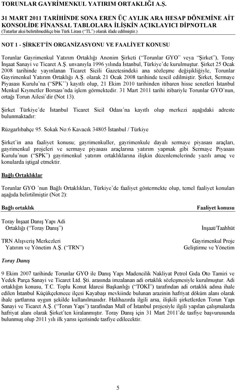 Şirket, Sermaye Piyasası Kurulu na ( SPK ) kayıtlı olup, 21 Ekim 2010 tarihinden itibaren hisse senetleri İstanbul Menkul Kıymetler Borsası nda işlem görmektedir.