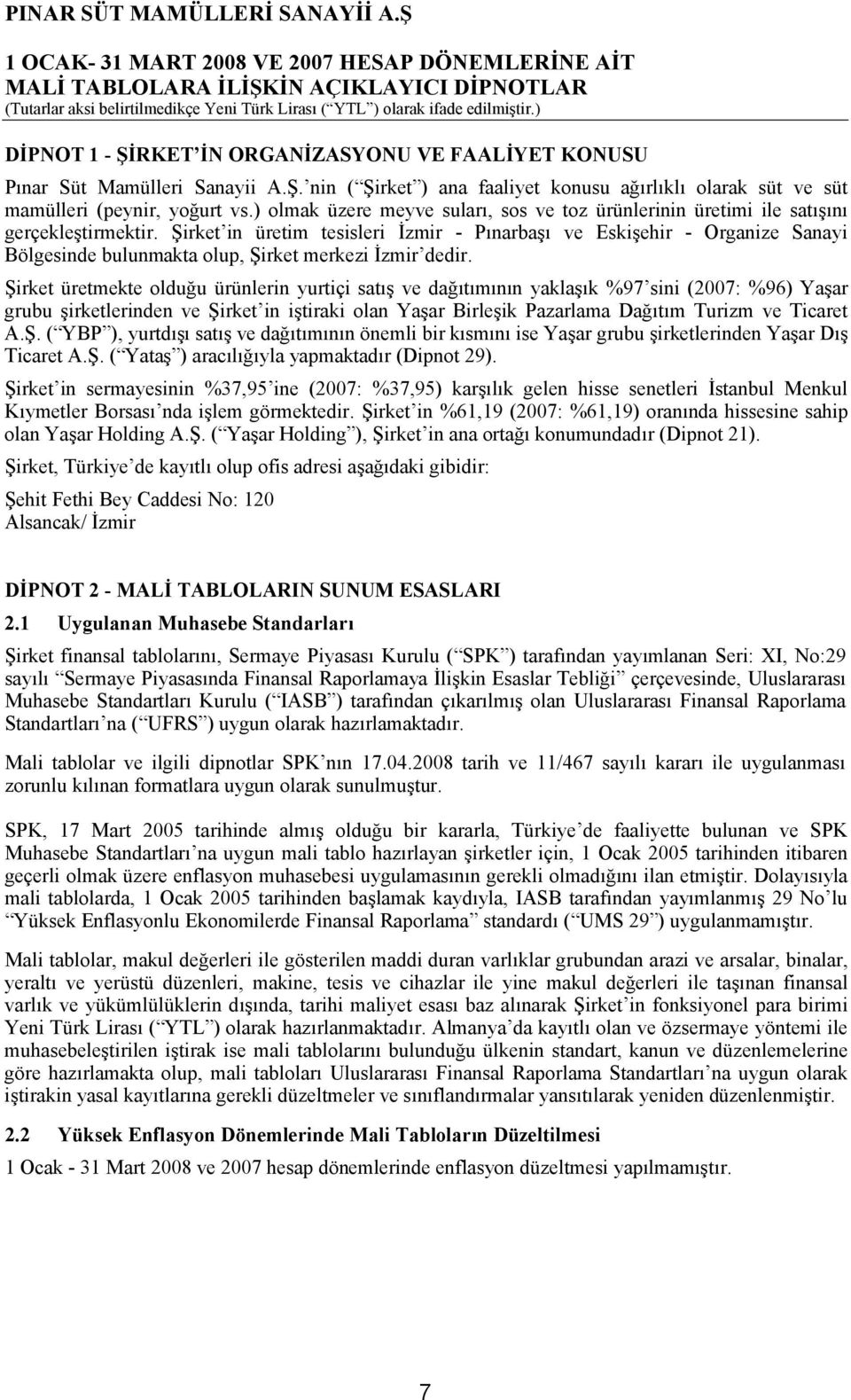 Şirket in üretim tesisleri İzmir - Pınarbaşı ve Eskişehir - Organize Sanayi Bölgesinde bulunmakta olup, Şirket merkezi İzmir dedir.