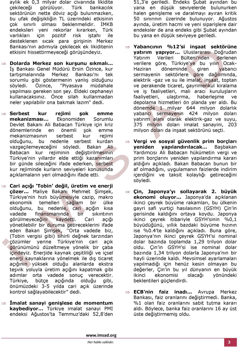 İMKB endeksleri yeni rekorlar kırarken, Türk varlıkları için pozitif risk iştahı ile desteklenen sıcak para girişinin Merkez Bankası nın adımıyla çekilecek ek likiditenin etkisini hissettirmeyeceği