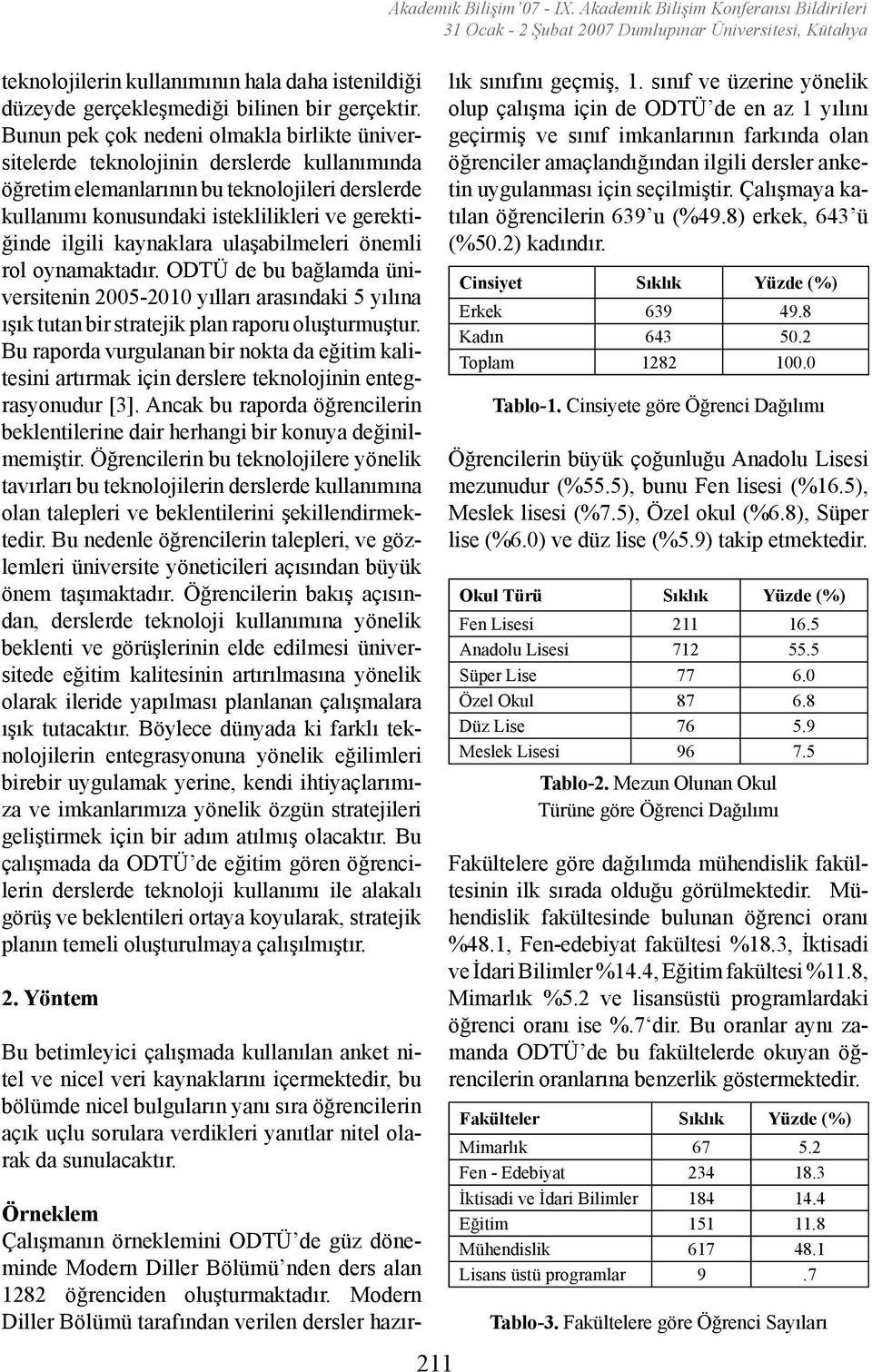 kaynaklara ulaşabilmeleri önemli rol oynamaktadır. ODTÜ de bu bağlamda üniversitenin 2005-2010 yılları 5 yılına ışık tutan bir stratejik plan raporu oluşturmuştur.