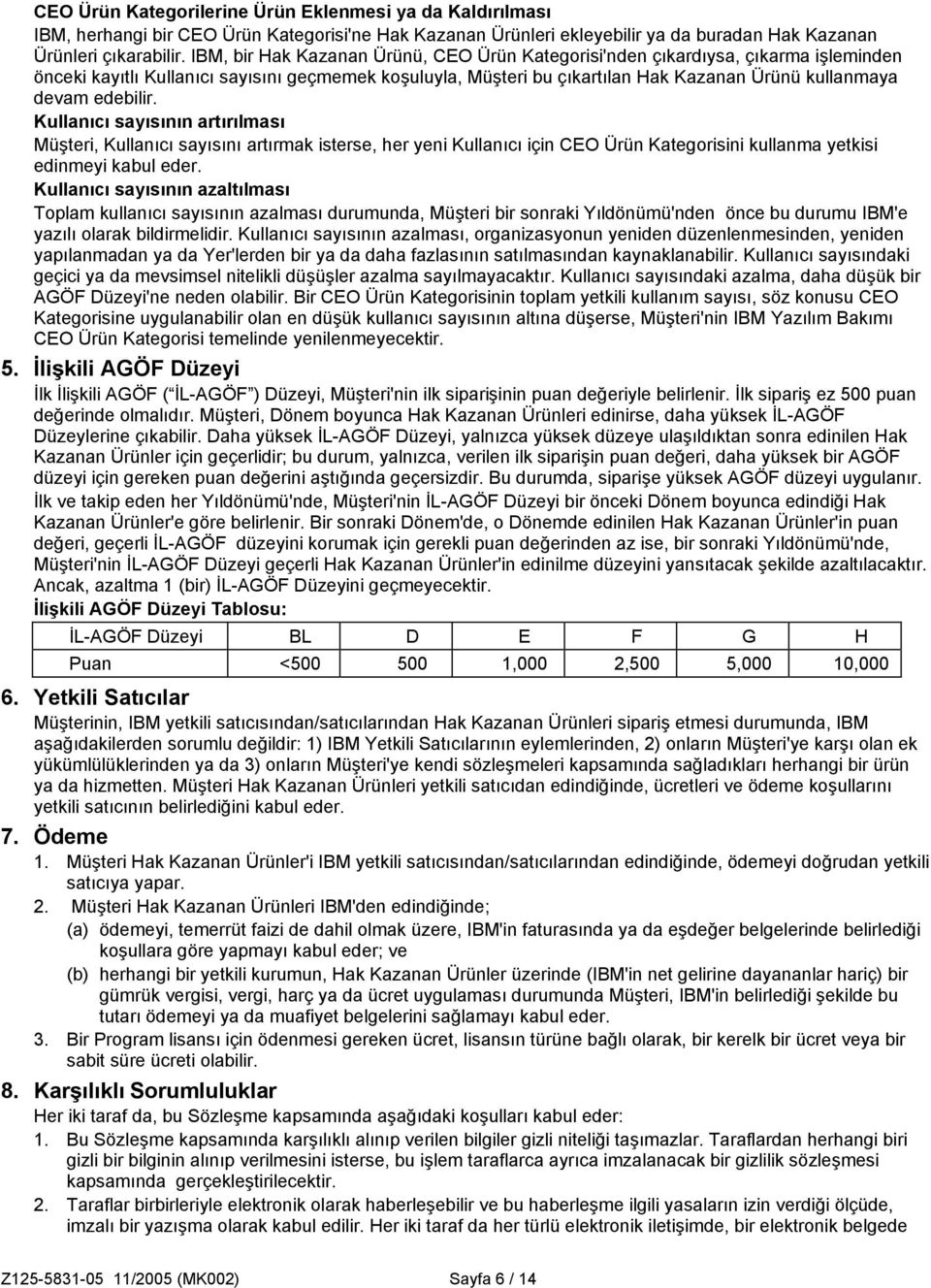 edebilir. Kullanıcı sayısının artırılması Müşteri, Kullanıcı sayısını artırmak isterse, her yeni Kullanıcı için CEO Ürün Kategorisini kullanma yetkisi edinmeyi kabul eder.