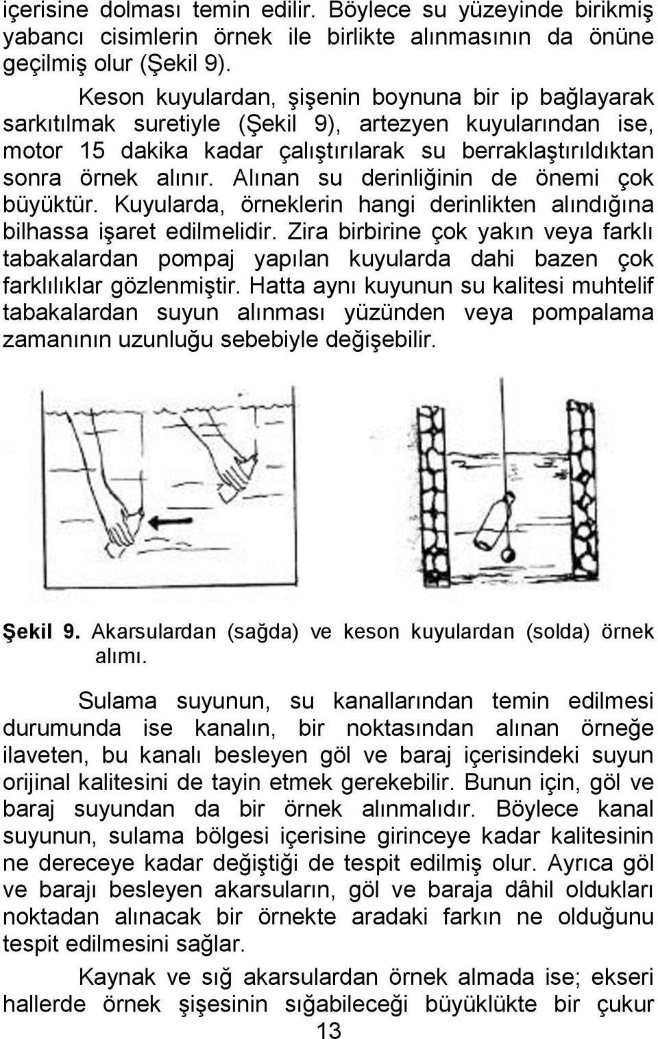 Alınan su derinliğinin de önemi çok büyüktür. Kuyularda, örneklerin hangi derinlikten alındığına bilhassa işaret edilmelidir.