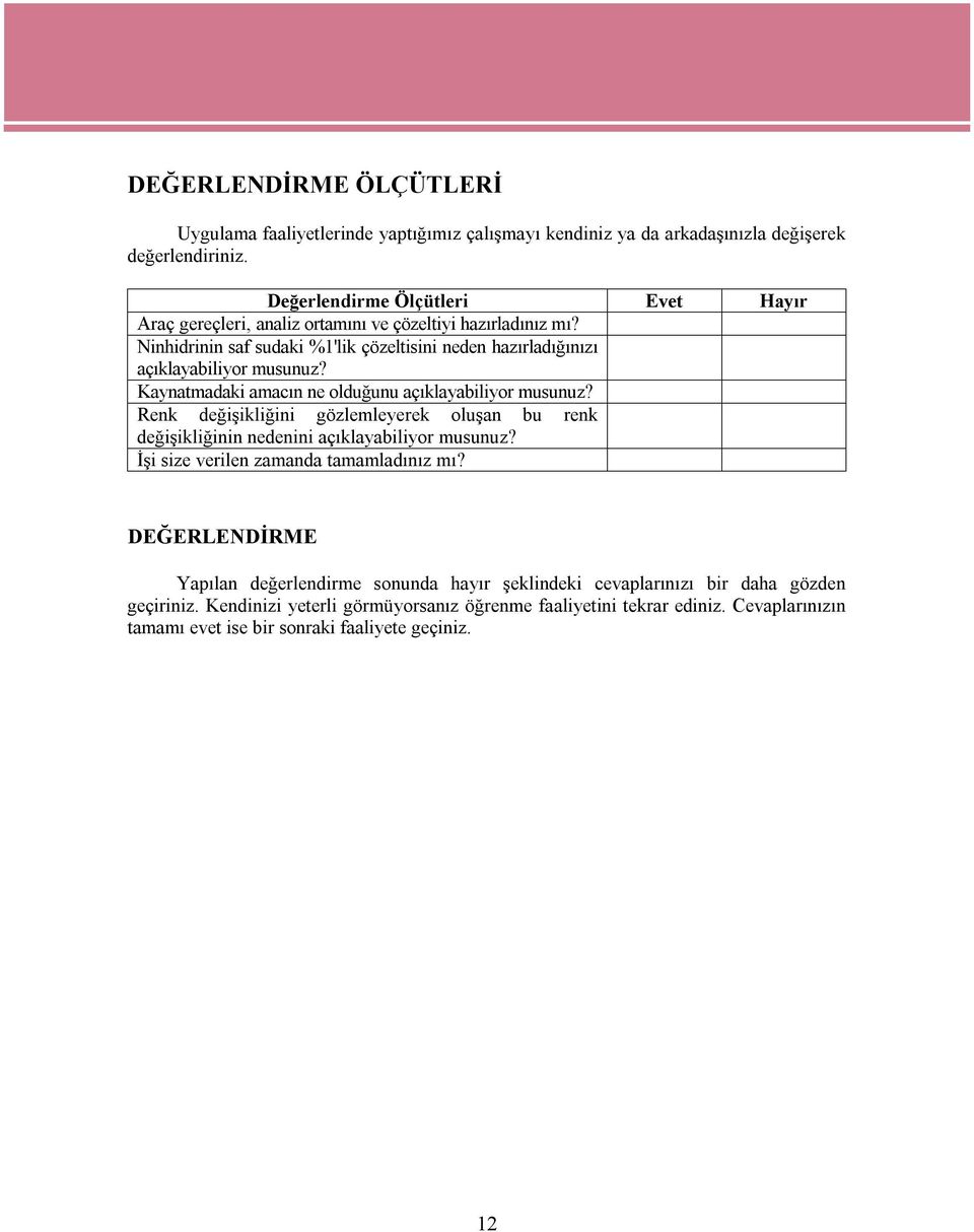 Kaynatmadaki amacın ne olduğunu açıklayabiliyor musunuz? Renk değişikliğini gözlemleyerek oluşan bu renk değişikliğinin nedenini açıklayabiliyor musunuz?