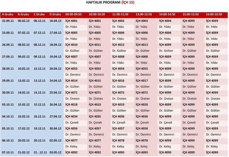 Yıldız Dr. Yıldız Dr. Yıldız Dr. Yıldız Dr. Yıldız Dr. Yıldız Dr. Yıldız 26.09.11 08.02.12 08.12.11 18.04.12 İÇH 4010 İÇH 4011 İÇH 4012 İÇH 4013 İÇH 4099 İÇH 4099 İÇH 4099 Dr. Güliter Dr. Güliter Dr. Güliter Dr. Güliter Dr. Güliter Dr. Güliter Dr. Güliter 27.