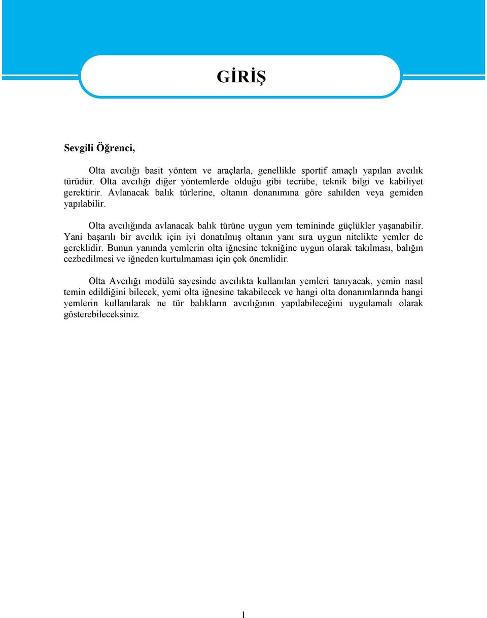 Olta avcılığında avlanacak balık türüne uygun yem temininde güçlükler yaşanabilir. Yani başarılı bir avcılık için iyi donatılmış oltanın yanı sıra uygun nitelikte yemler de gereklidir.