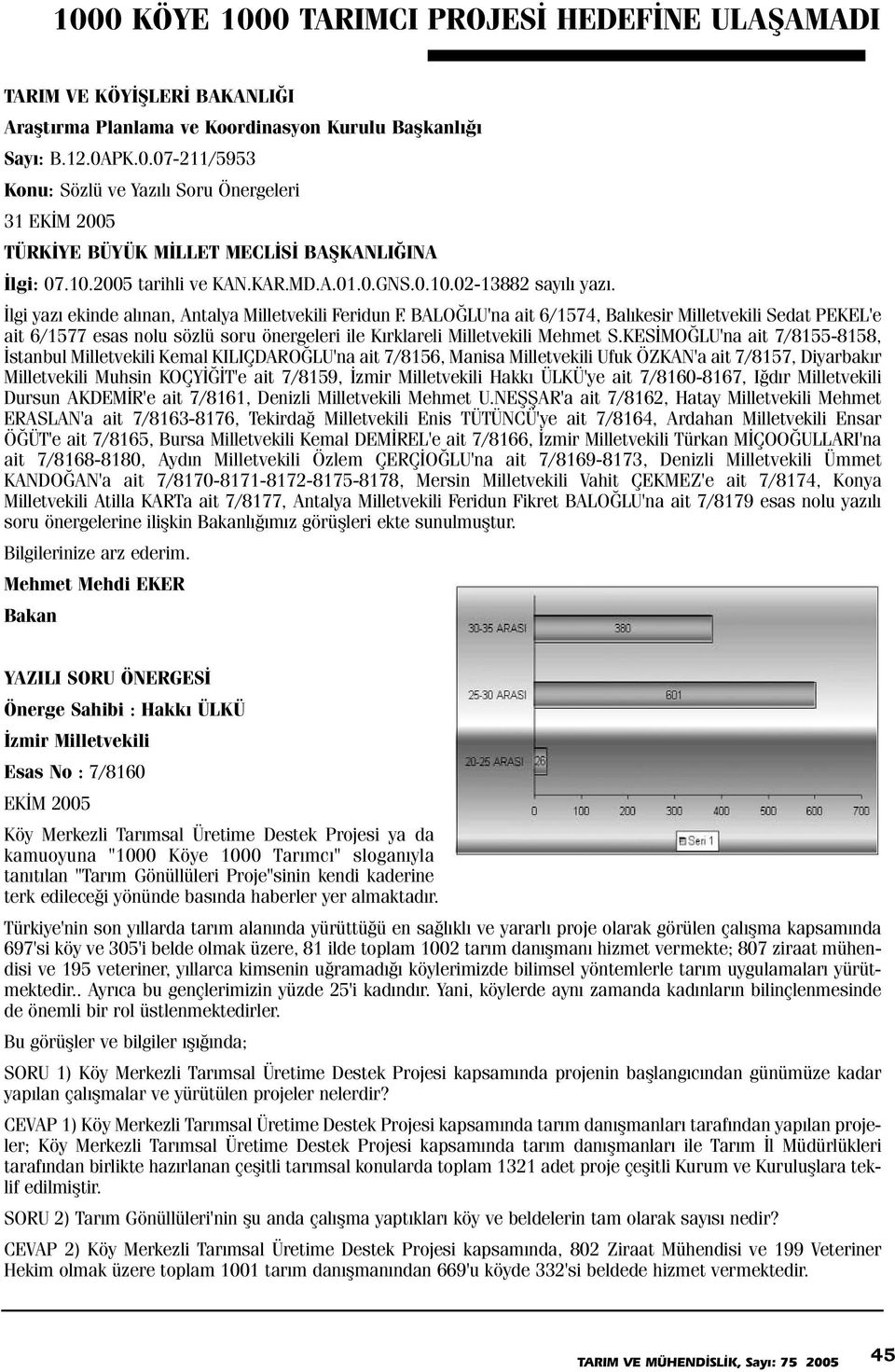 Ýlgi yazý ekinde alýnan, Antalya Milletvekili Feridun F. BALOÐLU'na ait 6/1574, Balýkesir Milletvekili Sedat PEKEL'e ait 6/1577 esas nolu sözlü soru önergeleri ile Kýrklareli Milletvekili Mehmet S.