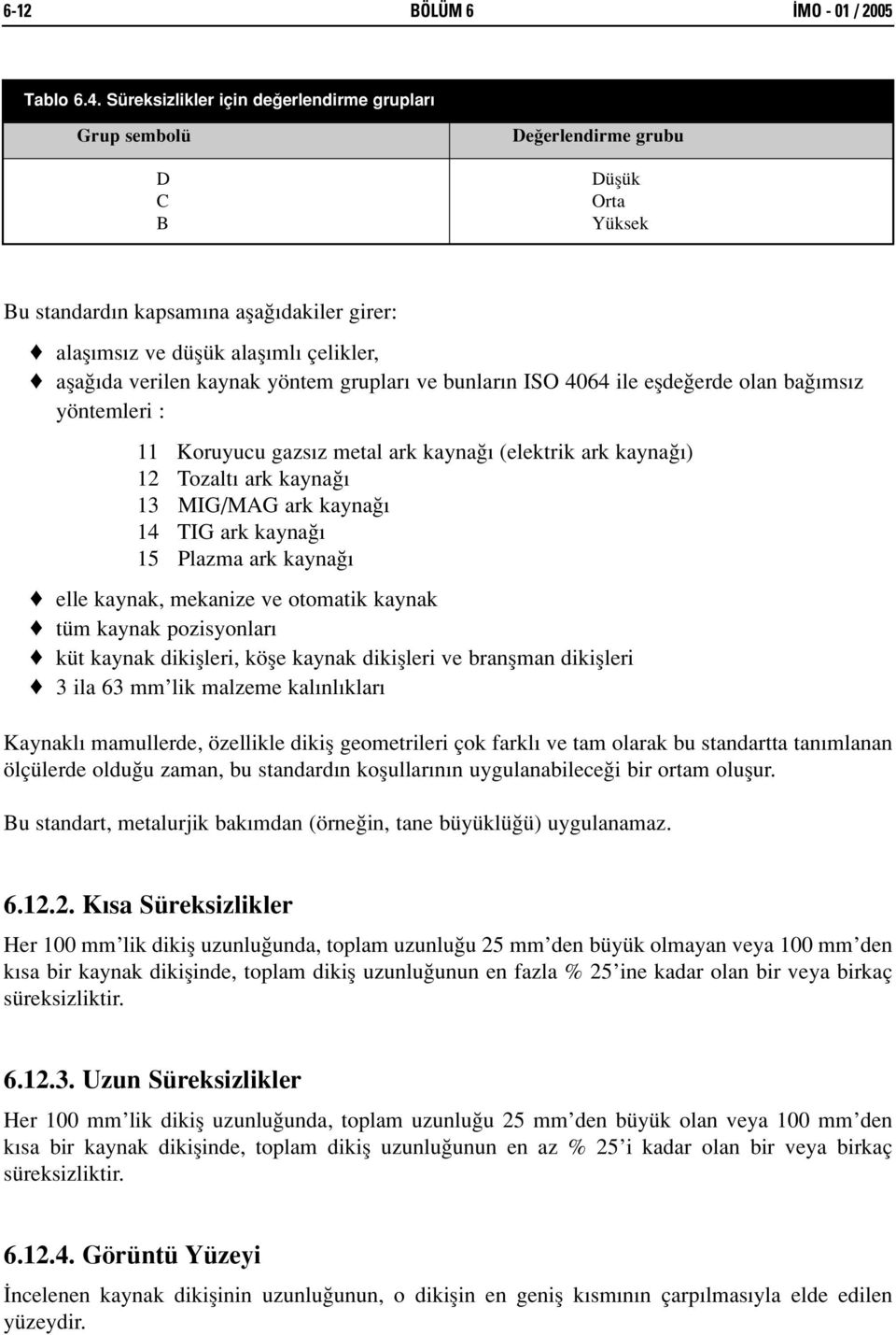 kaynak yöntem gruplar ve bunlar n ISO 4064 ile eflde erde olan ba ms z yöntemleri : 11 Koruyucu gazs z metal ark kayna (elektrik ark kayna ) 12 Tozalt ark kayna 13 MIG/MAG ark kayna 14 TIG ark kayna