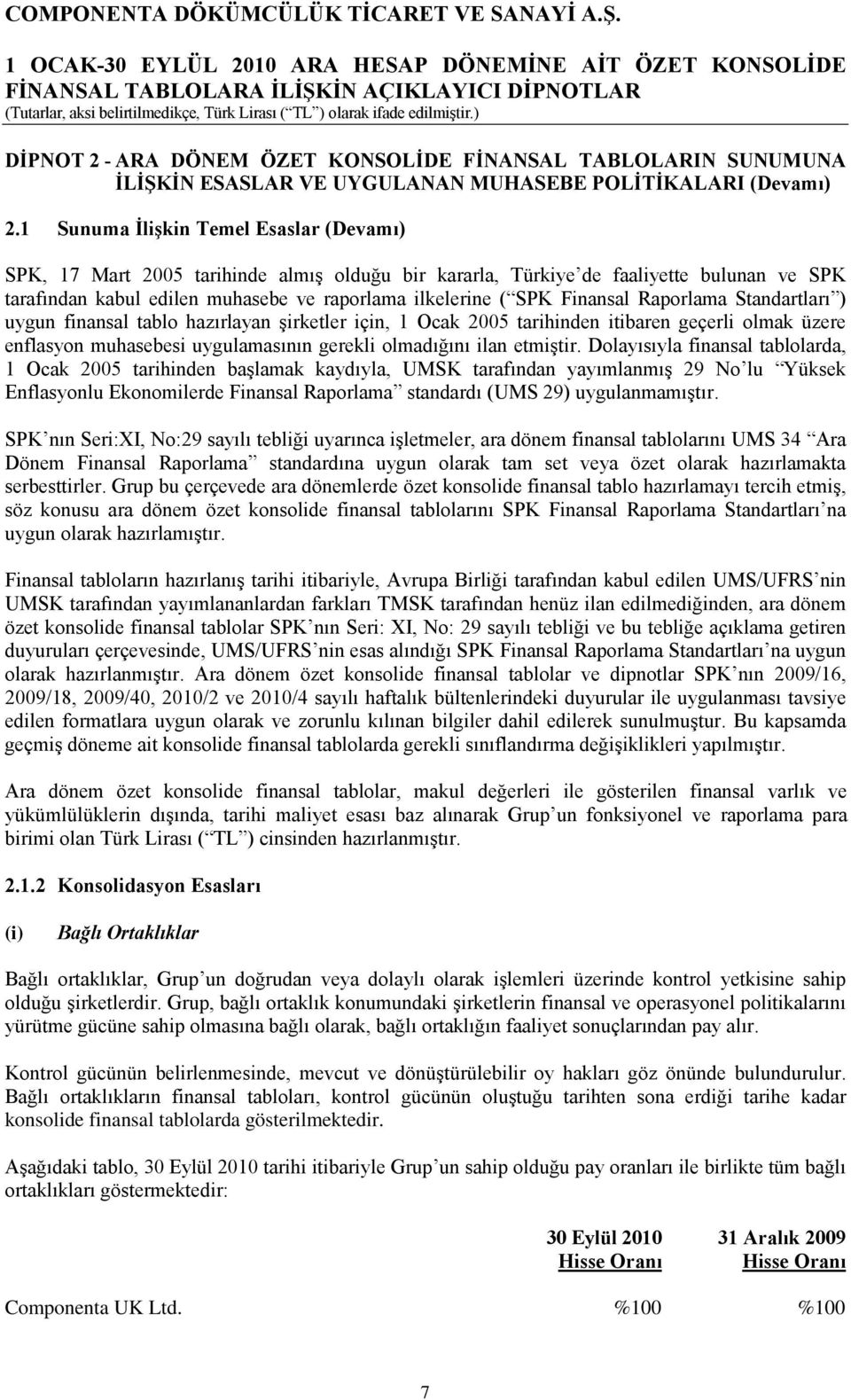 Finansal Raporlama Standartları ) uygun finansal tablo hazırlayan şirketler için, 1 Ocak 2005 tarihinden itibaren geçerli olmak üzere enflasyon muhasebesi uygulamasının gerekli olmadığını ilan