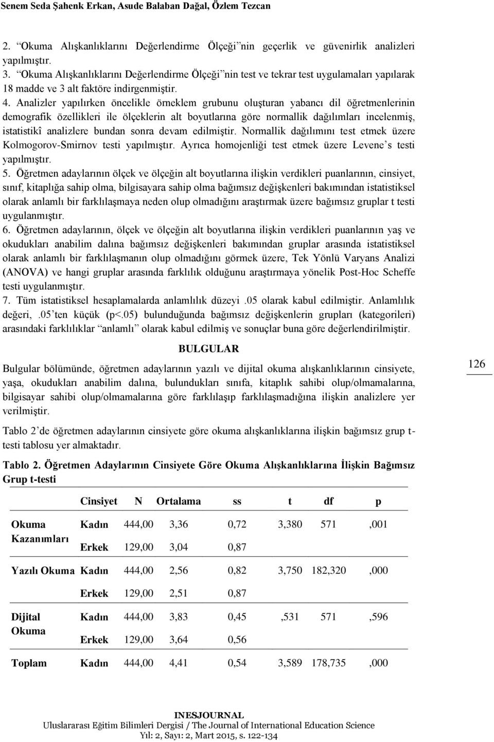 Analizler yapılırken öncelikle örneklem grubunu oluşturan yabancı dil öğretmenlerinin demografik özellikleri ile ölçeklerin alt boyutlarına göre normallik dağılımları incelenmiş, istatistikî