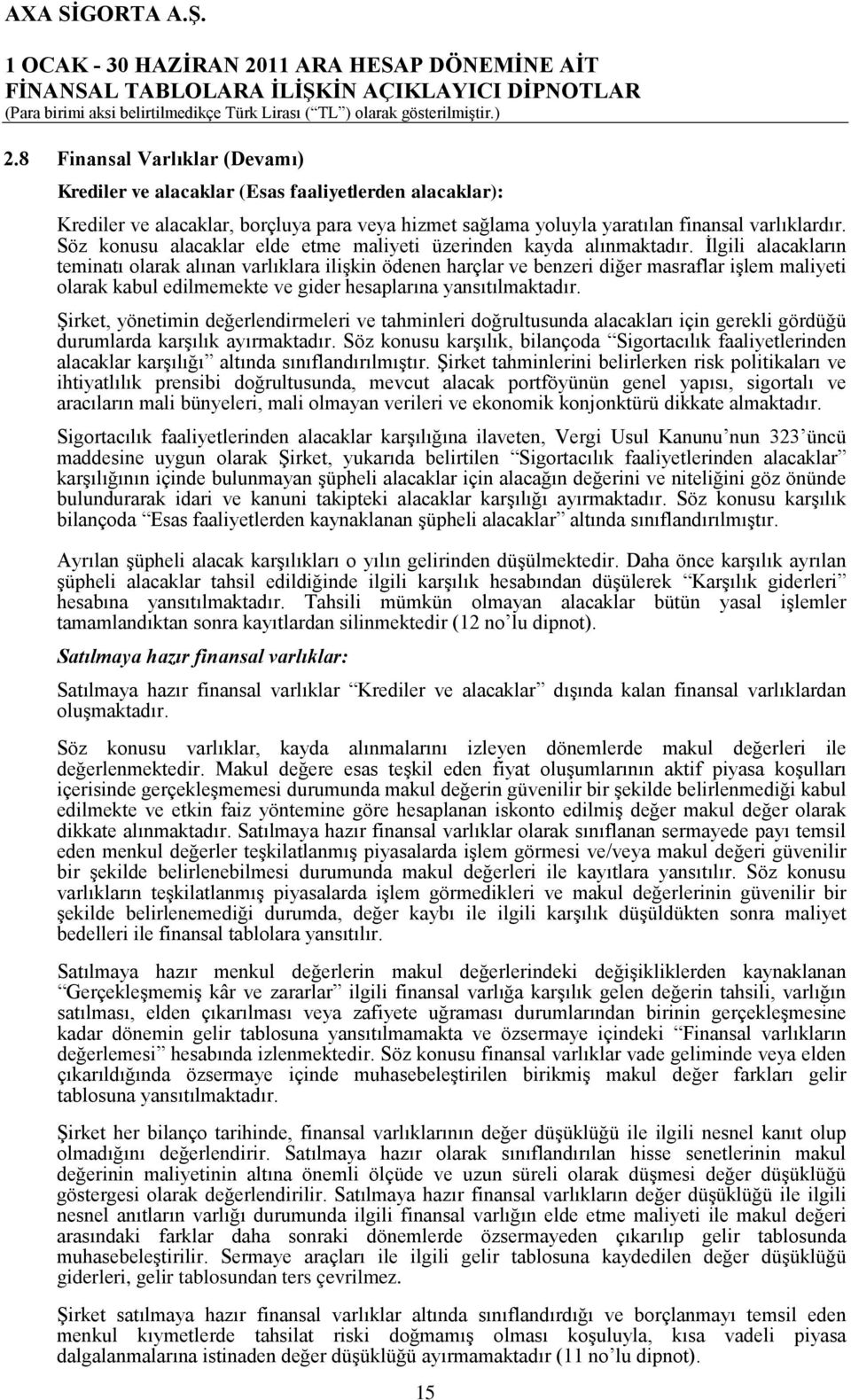 İlgili alacakların teminatı olarak alınan varlıklara ilişkin ödenen harçlar ve benzeri diğer masraflar işlem maliyeti olarak kabul edilmemekte ve gider hesaplarına yansıtılmaktadır.