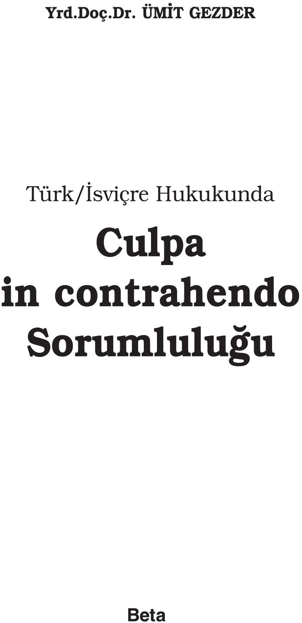 sviçre Hukukunda