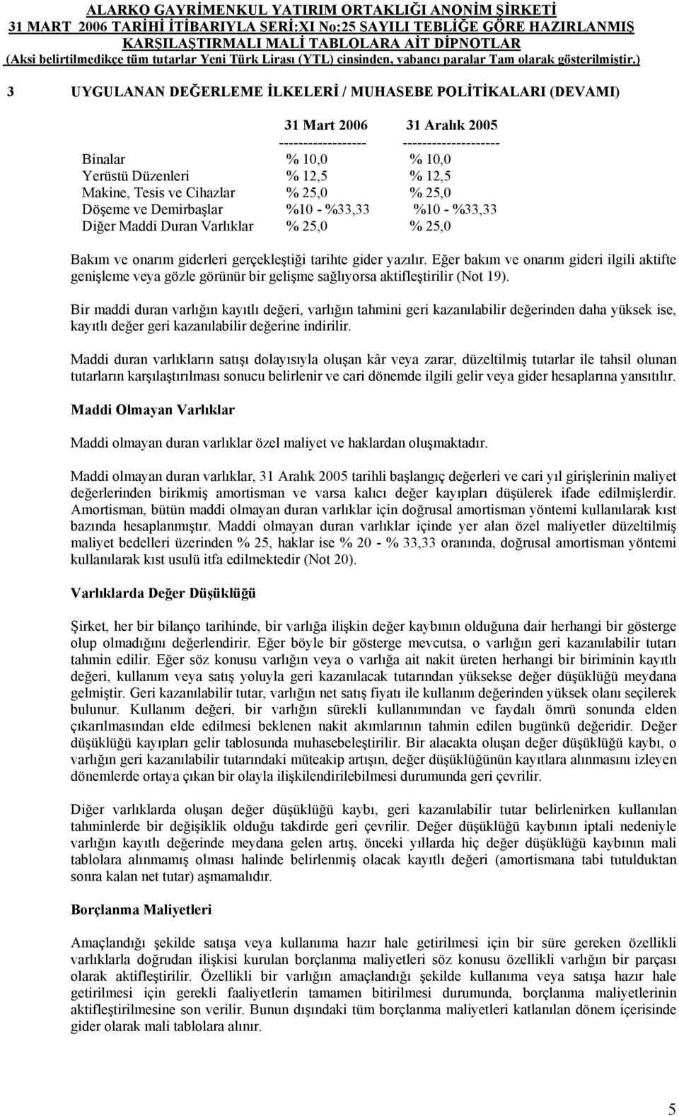 Eğer bakım ve onarım gideri ilgili aktifte genişleme veya gözle görünür bir gelişme sağlıyorsa aktifleştirilir (Not 19).