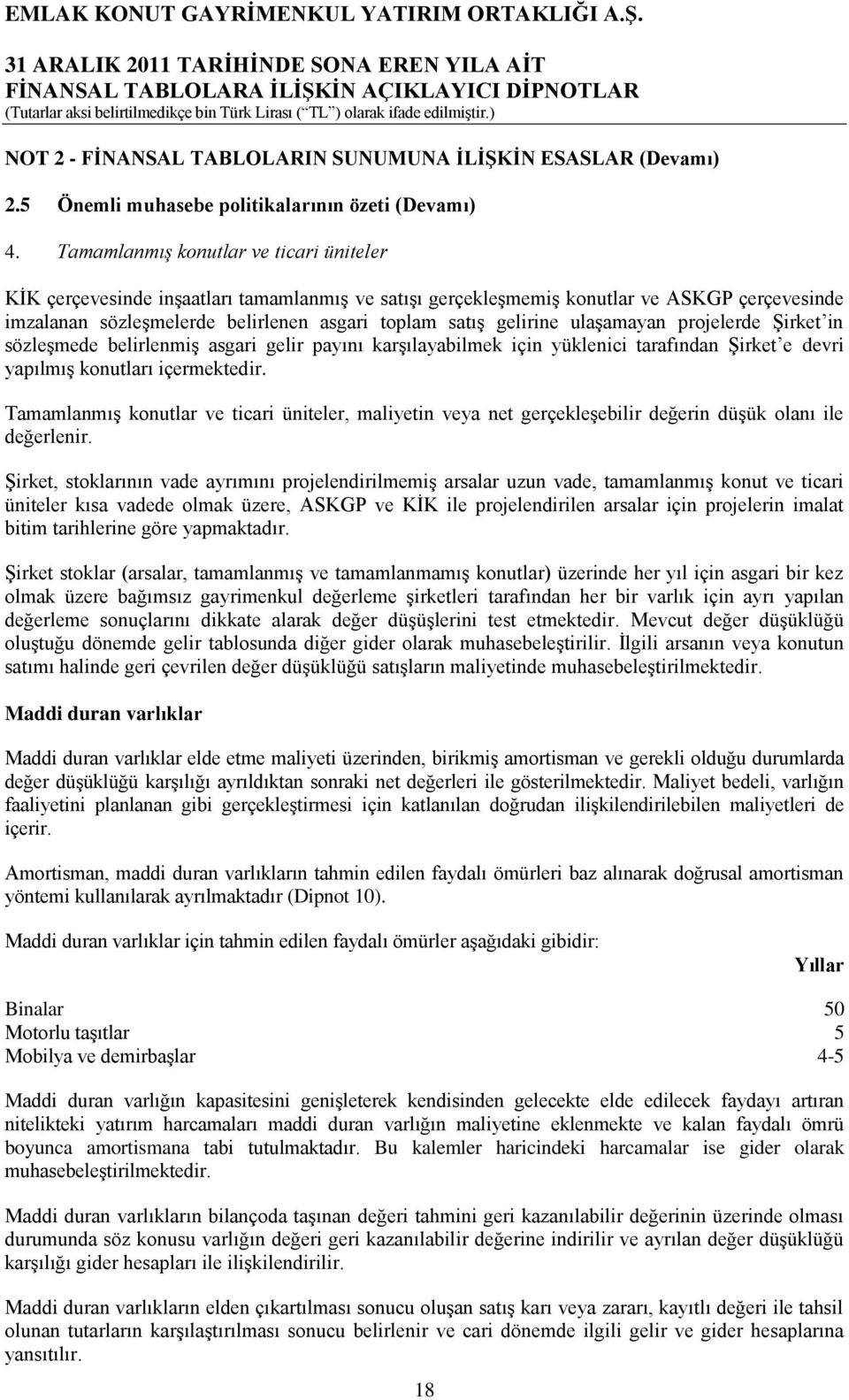 ulaģamayan projelerde ġirket in sözleģmede belirlenmiģ asgari gelir payını karģılayabilmek için yüklenici tarafından ġirket e devri yapılmıģ konutları içermektedir.