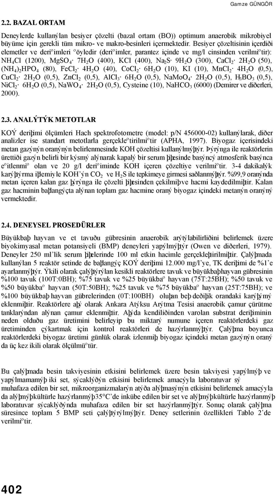 2 2H 2 O (50), (NH 4 ) 2 HPO 4 (80), FeCl 2 4H 2 O (40), CoCl 2 6H 2 O (10), KI (10), MnCl 2 4H 2 O (0,5), CuCl 2 2H 2 O (0,5), ZnCl 2 (0,5), AlCl 3 6H 2 O (0,5), NaMoO 4 2H 2 O (0,5), H 3 BO 3