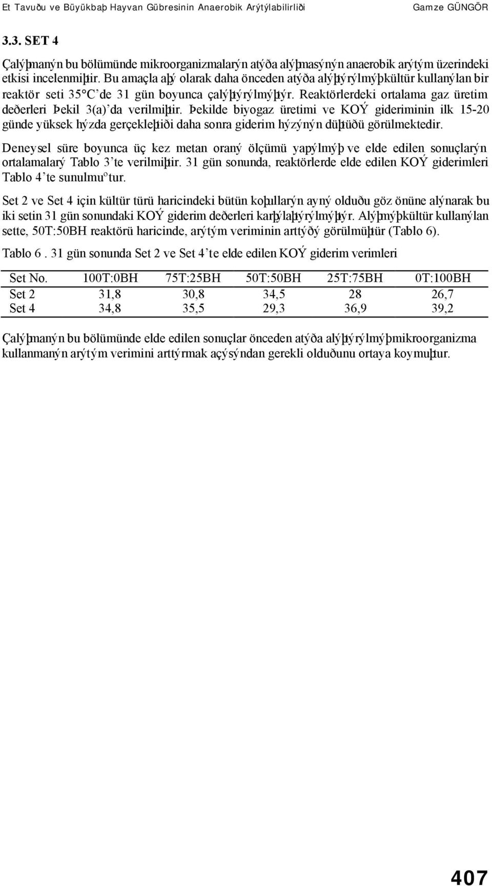 Þekilde biyogaz üretimi ve KOÝ gideriminin ilk 15-20 günde yüksek hýzda gerçekleþtiði daha sonra giderim hýzýnýn düþtüðü görülmektedir.