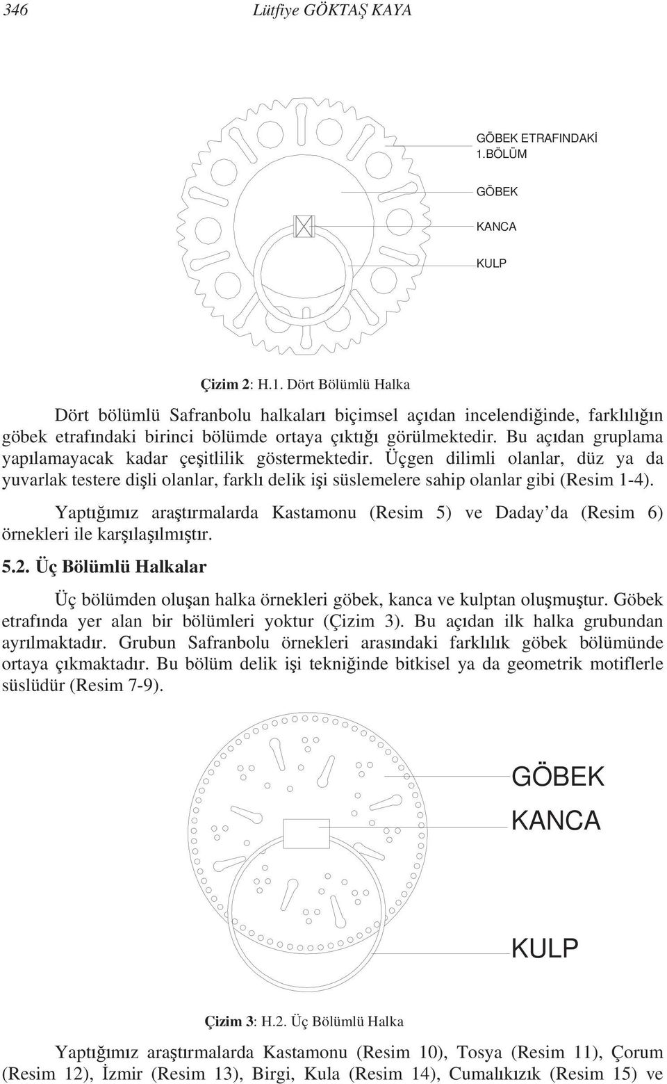 Yapt m z ara t rmalarda Kastamonu (Resim 5) ve Daday da (Resim 6) örnekleri ile kar la lm t r. 5.2. Üç Bölümlü Halkalar Üç bölümden olu an halka örnekleri göbek, kanca ve kulptan olu mu tur.