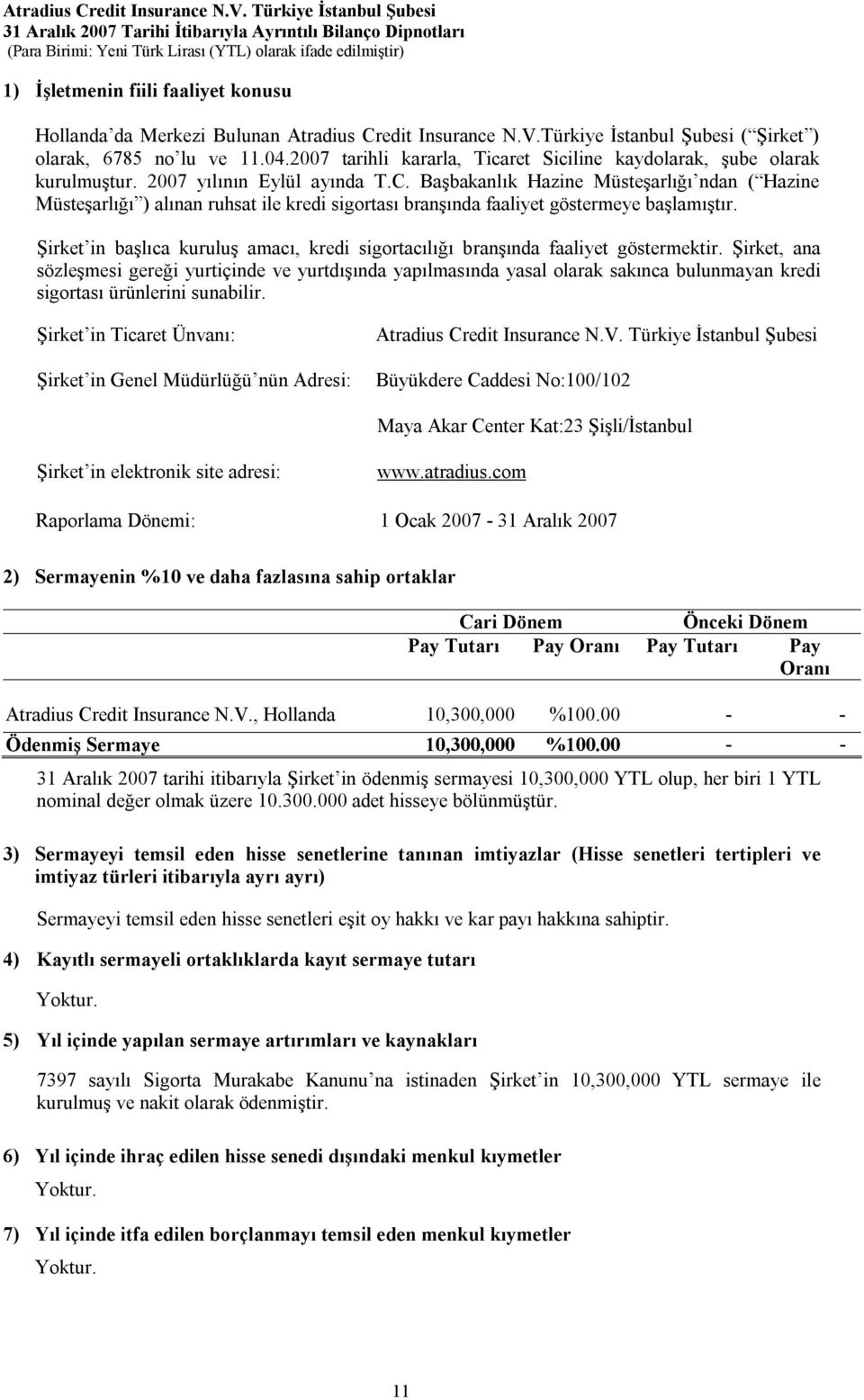 Başbakanlık Hazine Müsteşarlığı ndan ( Hazine Müsteşarlığı ) alınan ruhsat ile kredi sigortası branşında faaliyet göstermeye başlamıştır.