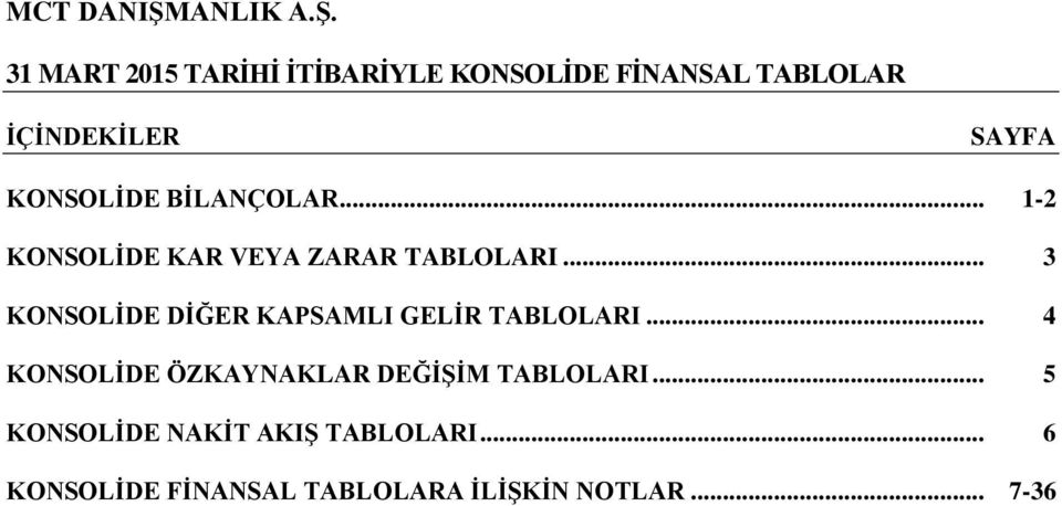 .. 3 KONSOLİDE DİĞER KAPSAMLI GELİR TABLOLARI.