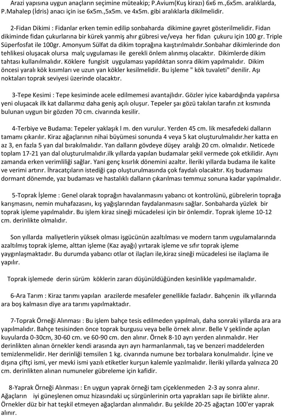 Triple Süperfosfat ile 100gr. Amonyum Sülfat da dikim toprağına kaıştırılmalıdır.sonbahar dikimlerinde don tehlikesi oluşacak olursa malç uygulaması ile gerekli önlem alınmış olacaktır.