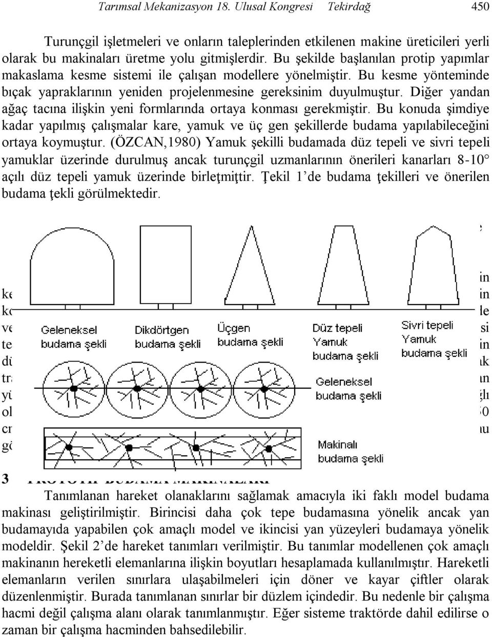 Diğer yandan ağaç tacına iliģkin yeni formlarında ortaya konması gerekmiģtir. Bu konuda Ģimdiye kadar yapılmıģ çalıģmalar kare, yamuk ve üç gen Ģekillerde budama yapılabileceğini ortaya koymuģtur.