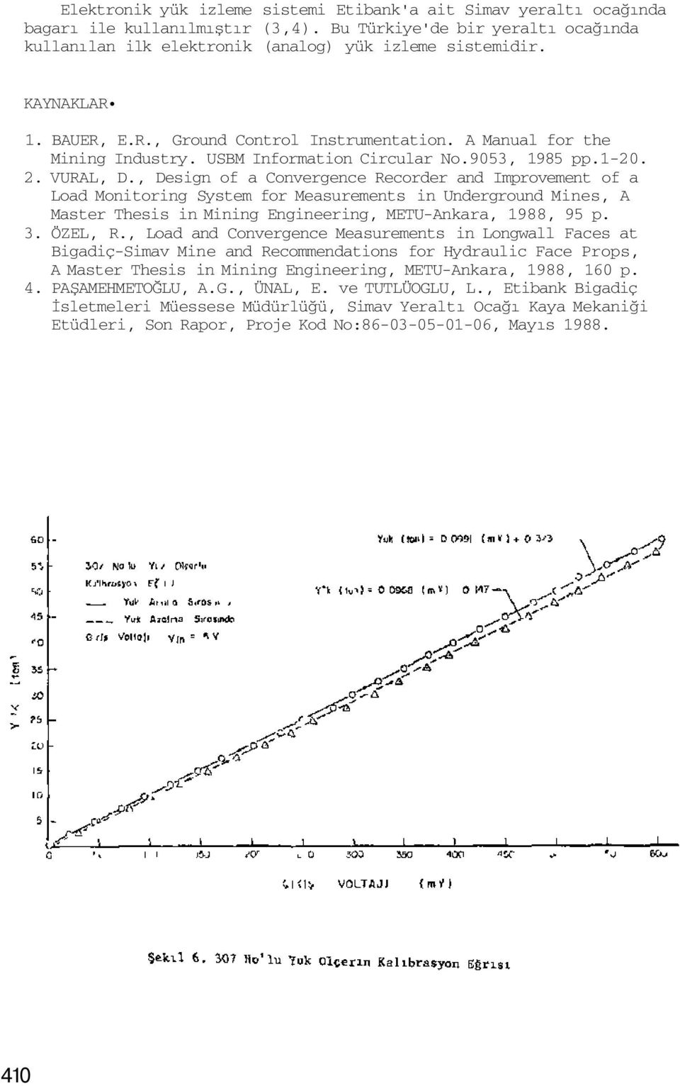 , Design of a Convergence Recorder and Improvement of a Load Monitoring System for Measurements in Underground Mines, A Master Thesis in Mining Engineering, METU-Ankara, 1988, 95 p. 3. ÖZEL, R.