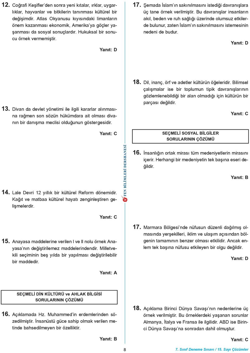 Þemada Ýslam ýn sakýnýlmasýný istediði davranýþlara üç tane örnek verilmiþtir.