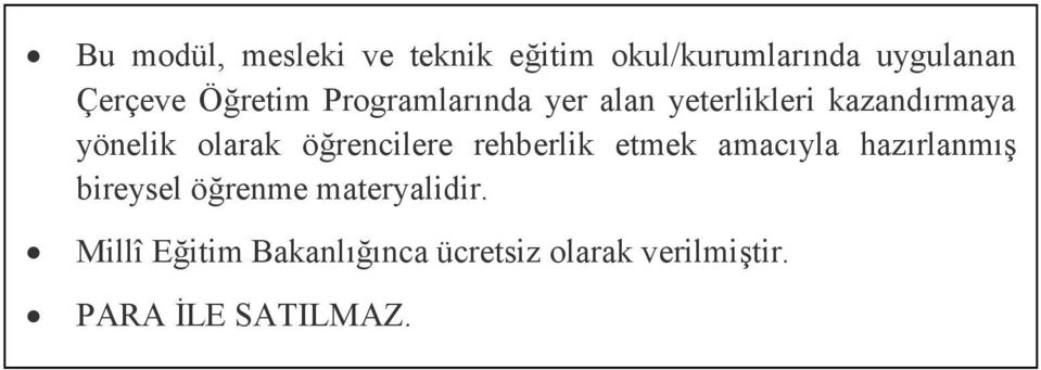 öğrencilere rehberlik etmek amacıyla hazırlanmış bireysel öğrenme