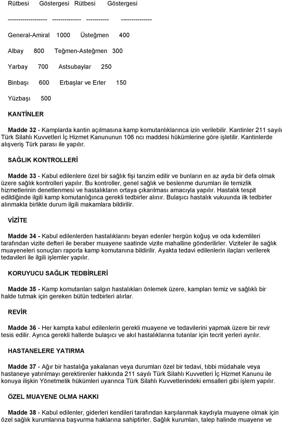 Kantinler 211 sayılı Türk Silahlı Kuvvetleri İç Hizmet Kanununun 106 ncı maddesi hükümlerine göre işletilir. Kantinlerde alışveriş Türk parası ile yapılır.