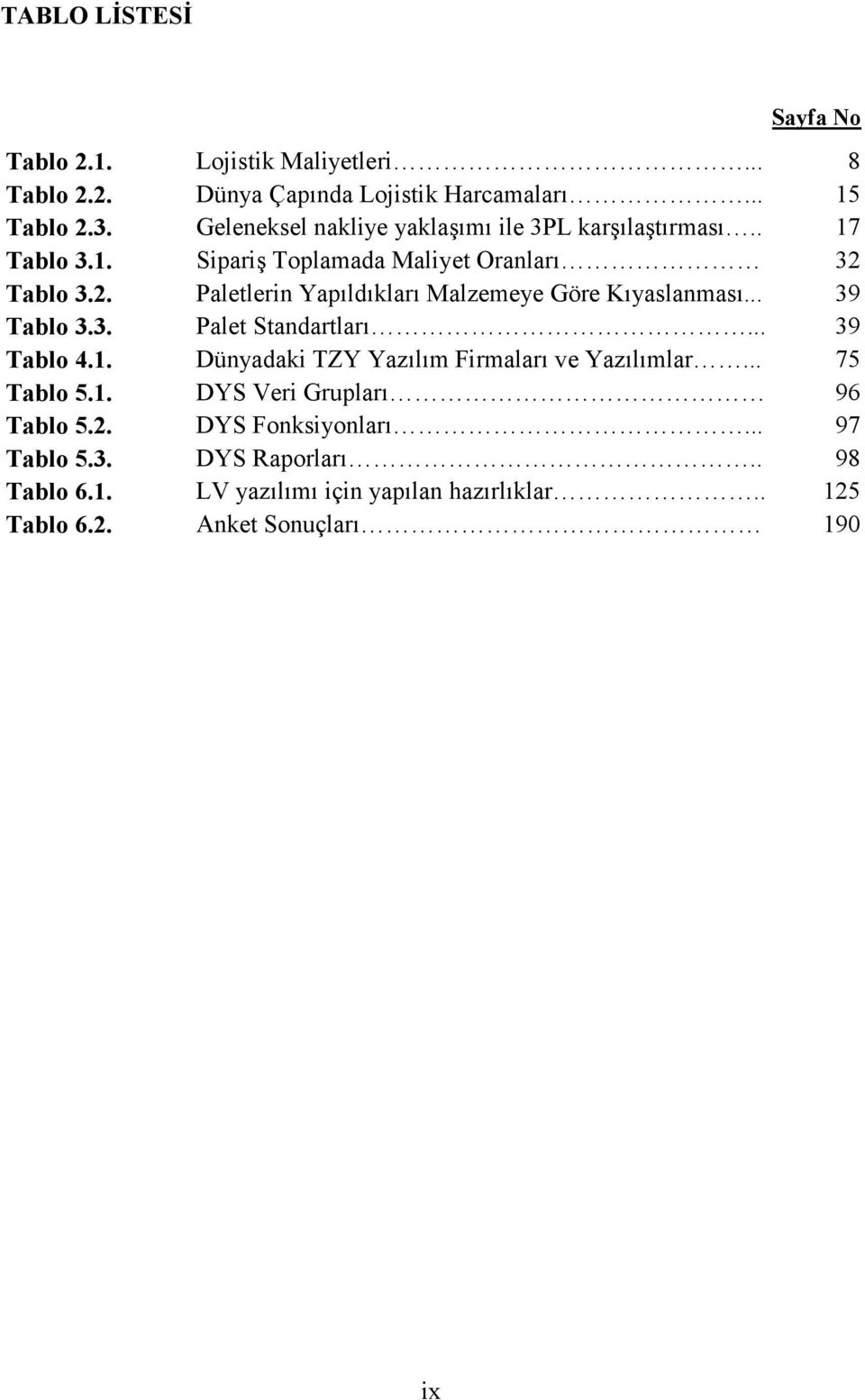 Tablo 3.2. Paletlerin Yapıldıkları Malzemeye Göre Kıyaslanması... 39 Tablo 3.3. Palet Standartları... 39 Tablo 4.1.