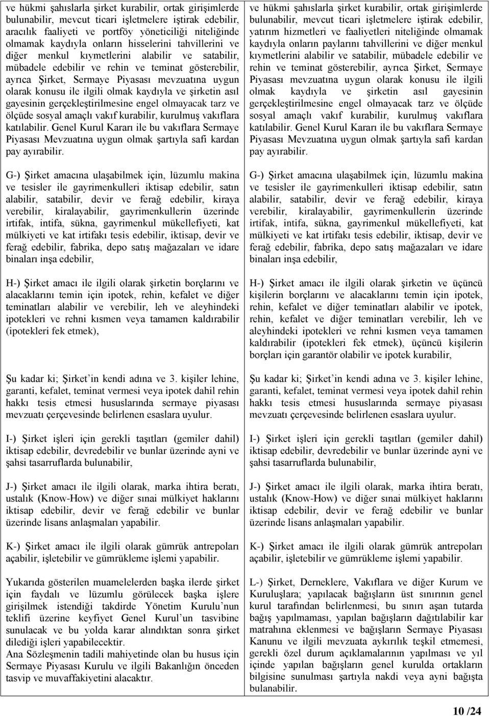 ilgili olmak kaydıyla ve şirketin asıl gayesinin gerçekleştirilmesine engel olmayacak tarz ve ölçüde sosyal amaçlı vakıf kurabilir, kurulmuş vakıflara katılabilir.