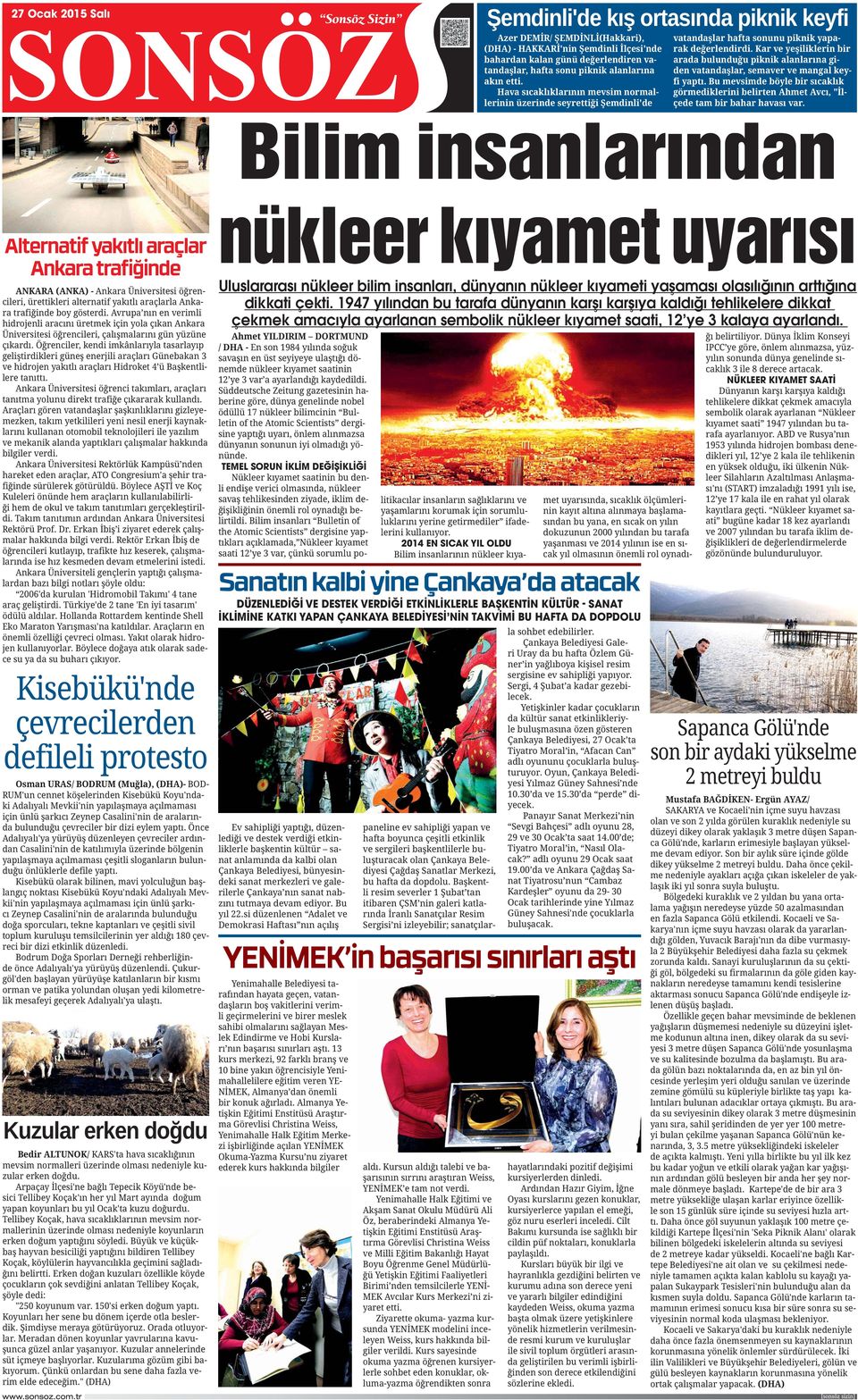 1947 yılından bu tarafa dünyanın karşı karşıya kaldığı tehlikelere dikkat çekmek amacıyla ayarlanan sembolik nükleer kıyamet saati, 12 ye 3 kalaya ayarlandı.