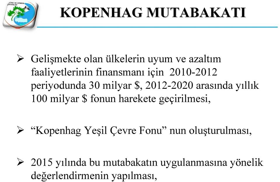 100 milyar $ fonun harekete geçirilmesi, Kopenhag Yeşil Çevre Fonu nun