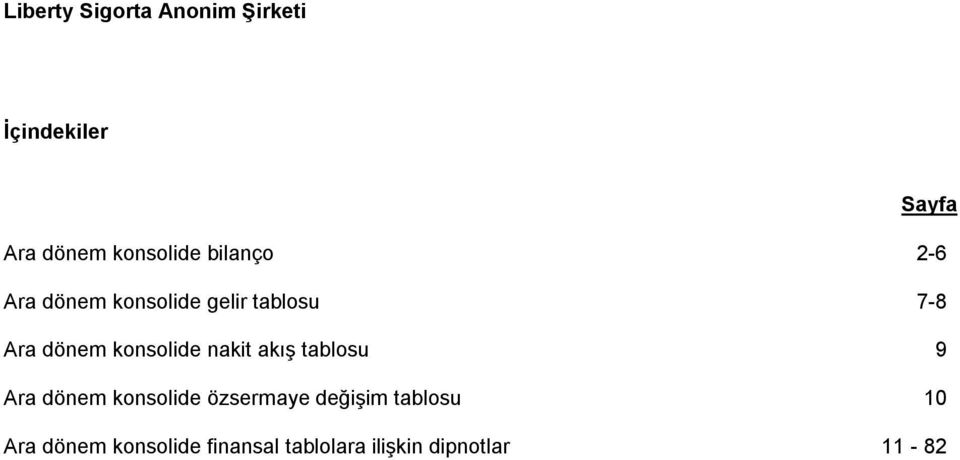 tablosu 9 Ara dönem konsolide özsermaye değişim tablosu 10