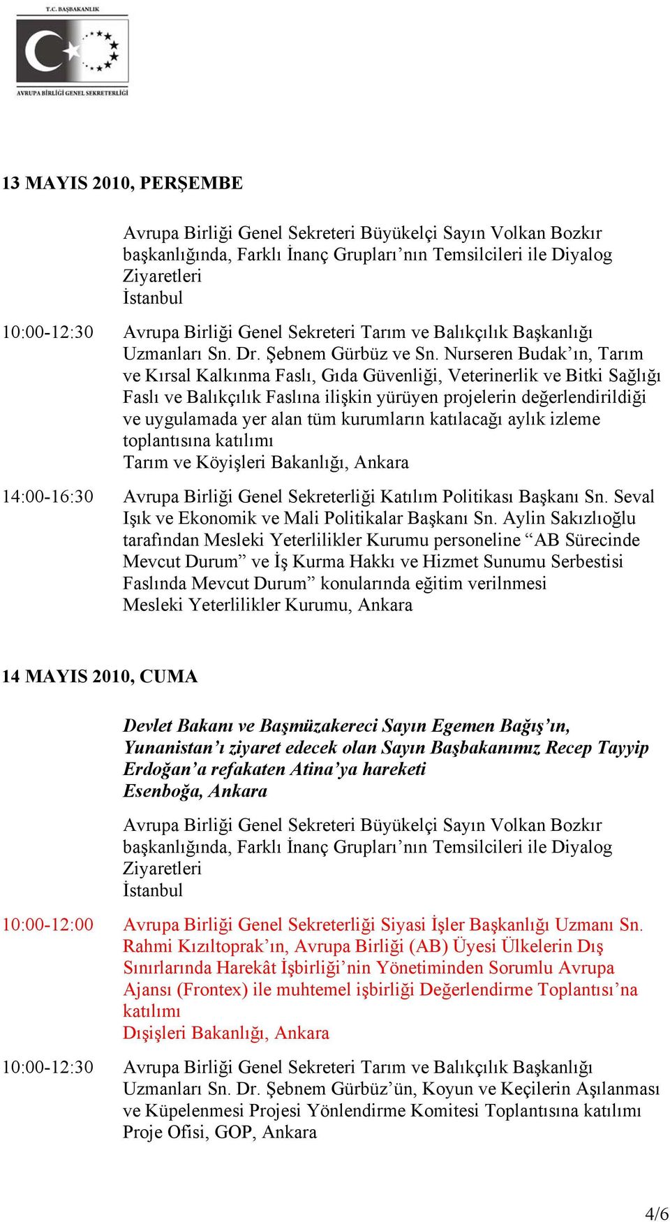 Nurseren Budak ın, Tarım ve Kırsal Kalkınma Faslı, Gıda Güvenliği, Veterinerlik ve Bitki Sağlığı Faslı ve Balıkçılık Faslına ilişkin yürüyen projelerin değerlendirildiği ve uygulamada yer alan tüm