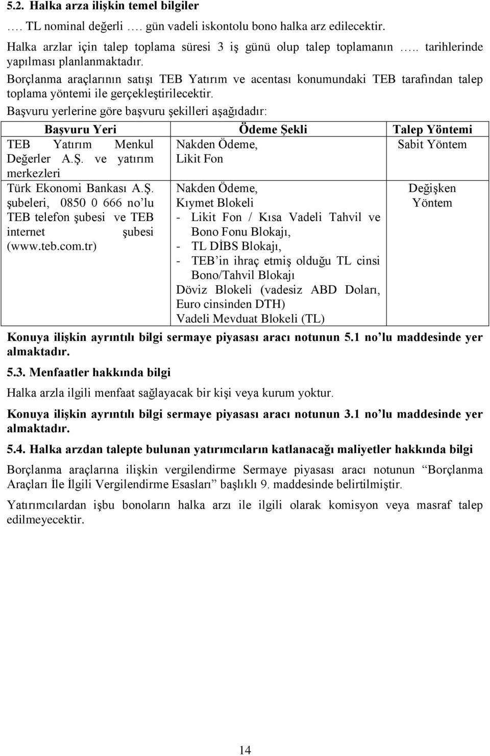 Başvuru yerlerine göre başvuru şekilleri aşağıdadır: Başvuru Yeri Ödeme Şekli Talep Yöntemi Nakden Ödeme, Sabit Yöntem Likit Fon TEB Yatırım Menkul Değerler A.Ş. ve yatırım merkezleri Türk Ekonomi Bankası A.