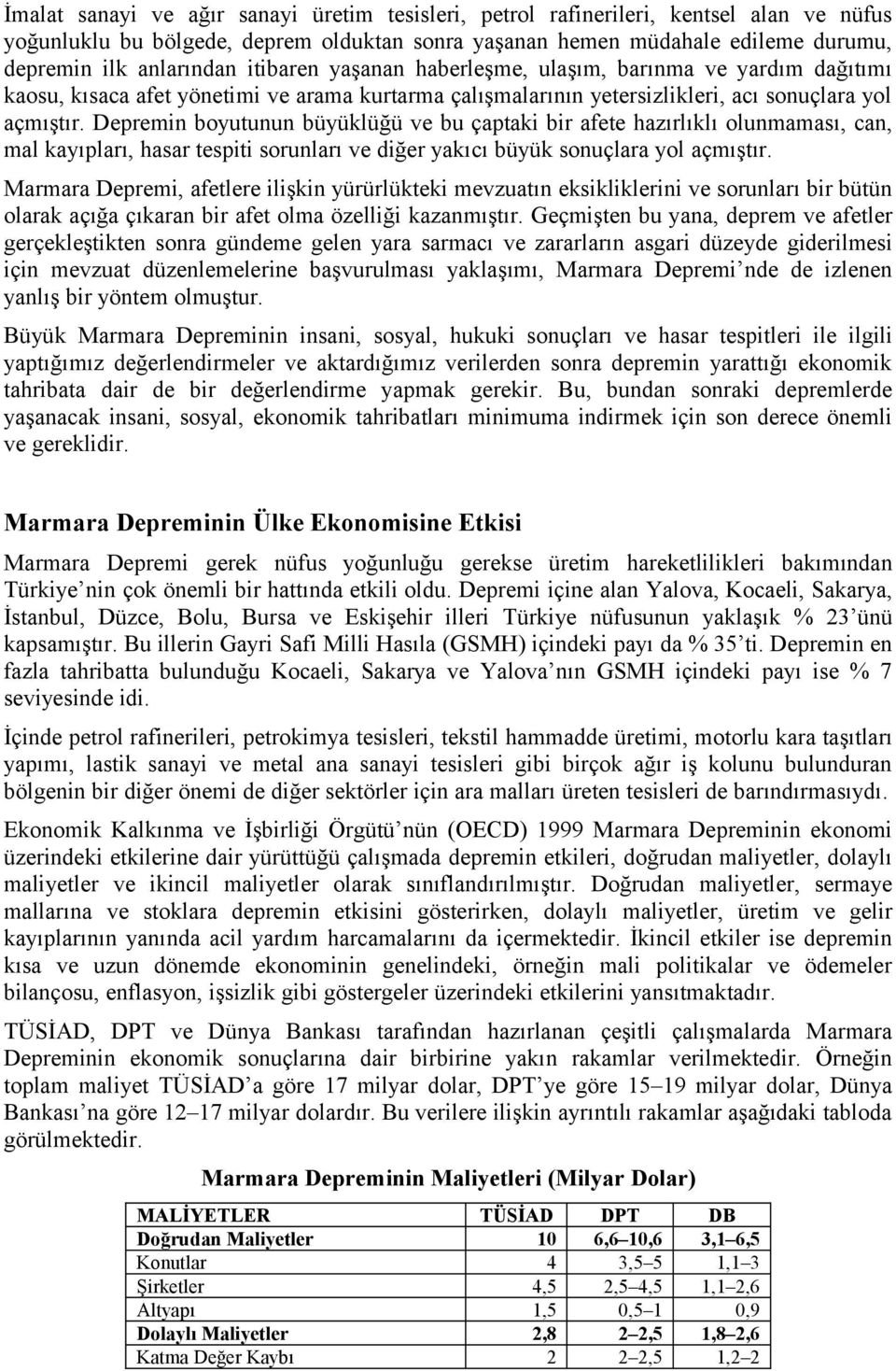 Depremin boyutunun büyüklüğü ve bu çaptaki bir afete hazırlıklı olunmaması, can, mal kayıpları, hasar tespiti sorunları ve diğer yakıcı büyük sonuçlara yol açmıştır.