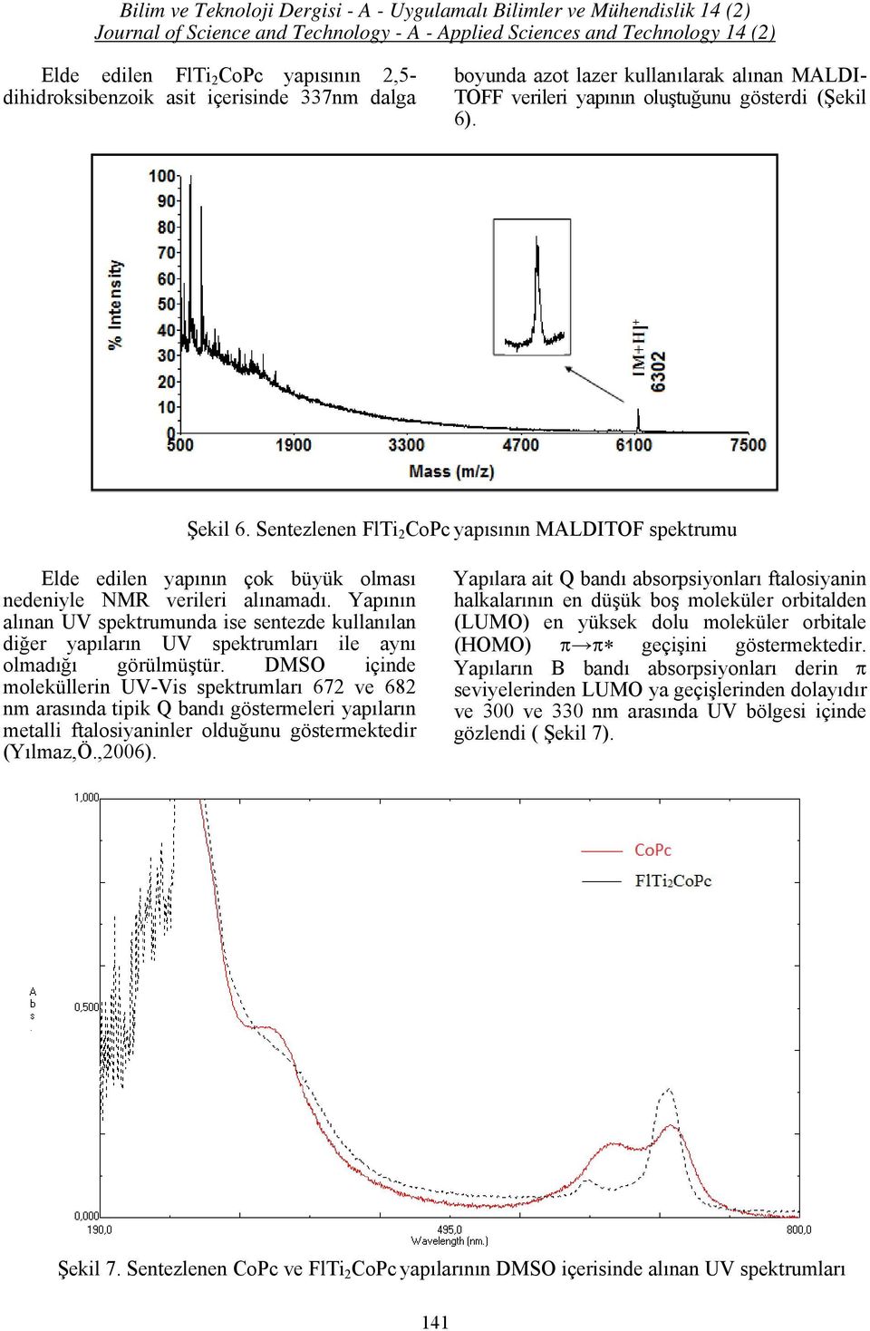 Yapının alınan UV spektrumunda ise sentezde kullanılan diğer yapıların UV spektrumları ile aynı olmadığı görülmüştür.