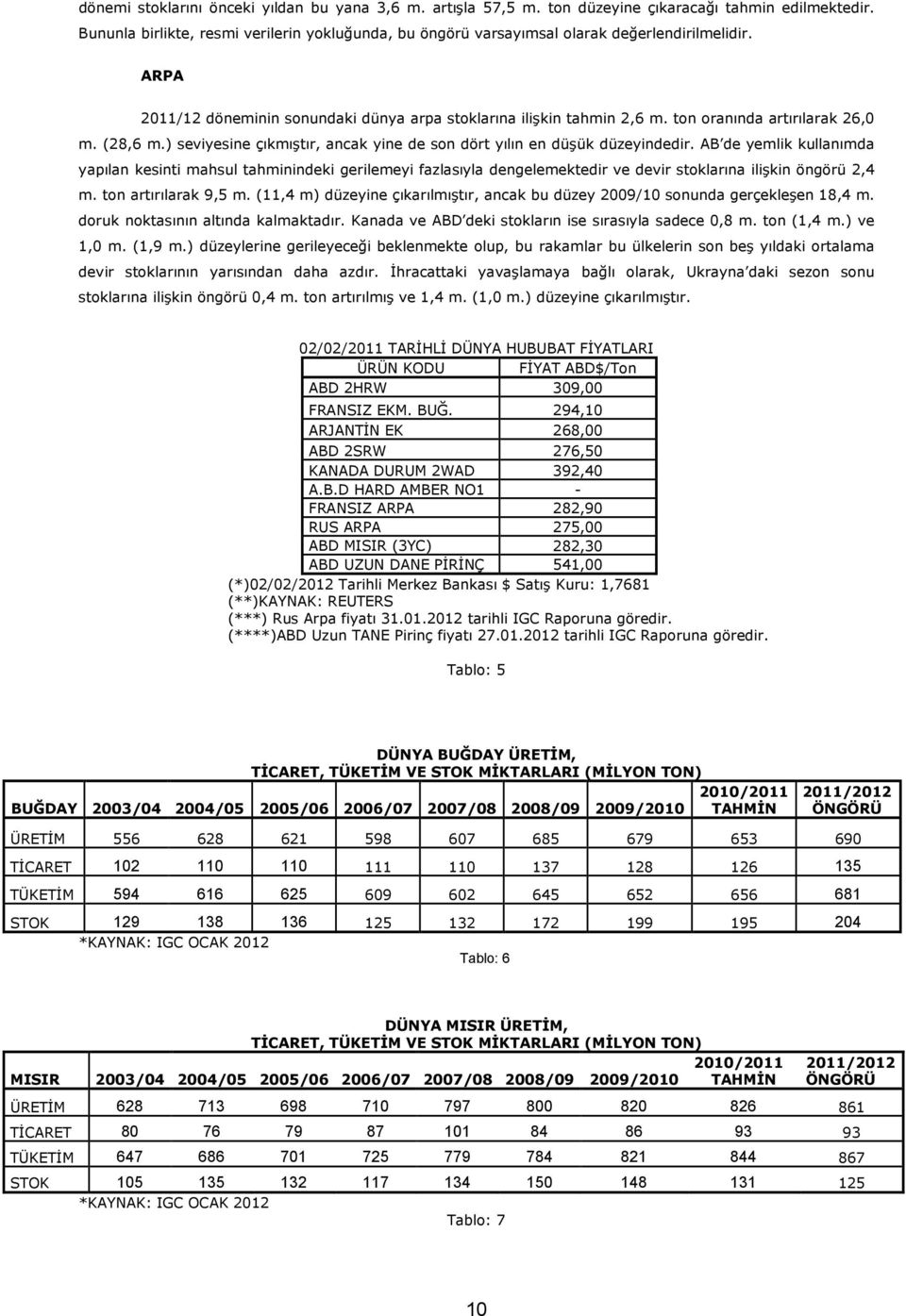 ton oranında artırılarak 26,0 m. (28,6 m.) seviyesine çıkmıştır, ancak yine de son dört yılın en düşük düzeyindedir.