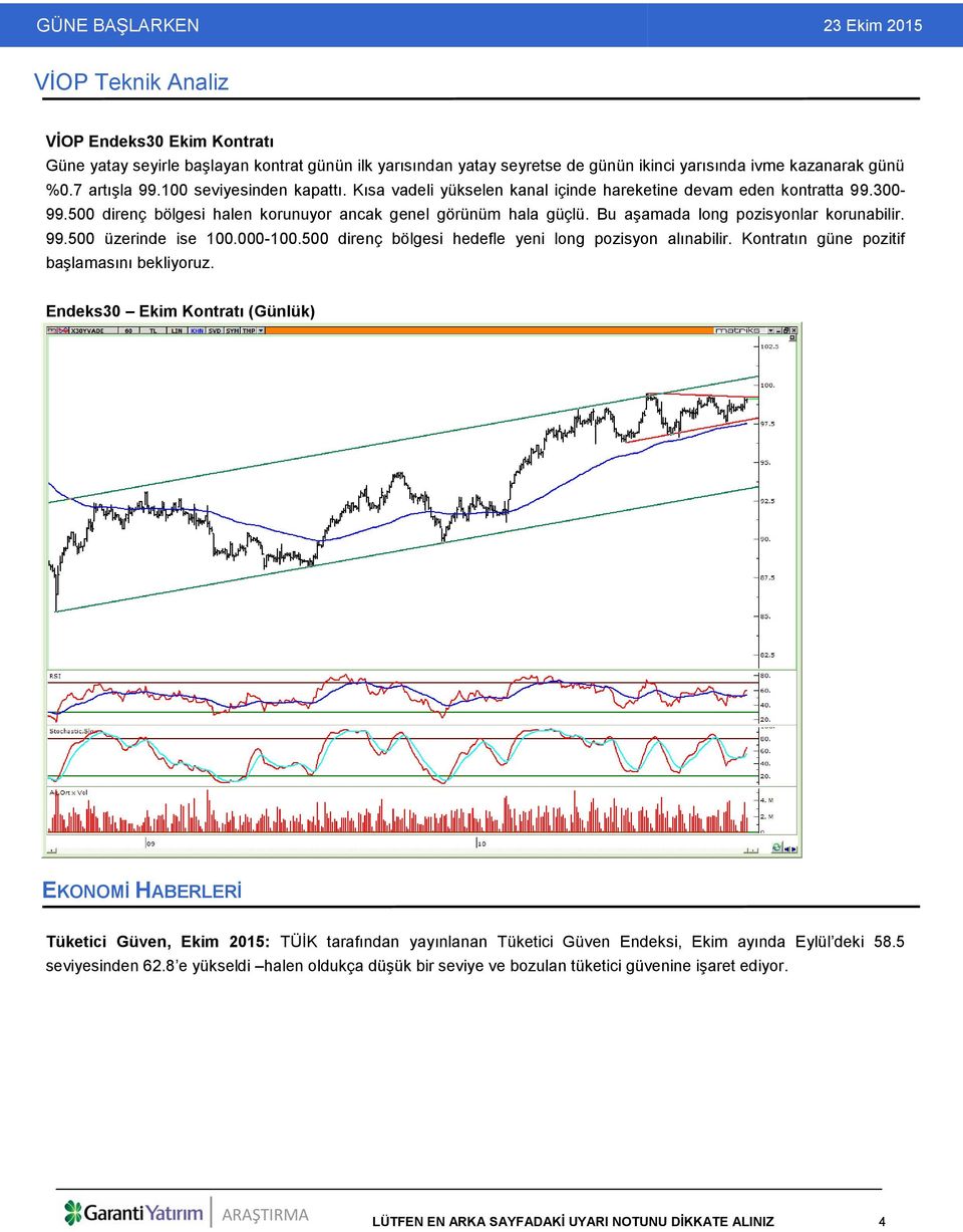 Bu aşamada long pozisyonlar korunabilir. 99.500 üzerinde ise 100.000-100.500 direnç bölgesi hedefle yeni long pozisyon alınabilir. Kontratın güne pozitif başlamasını bekliyoruz.