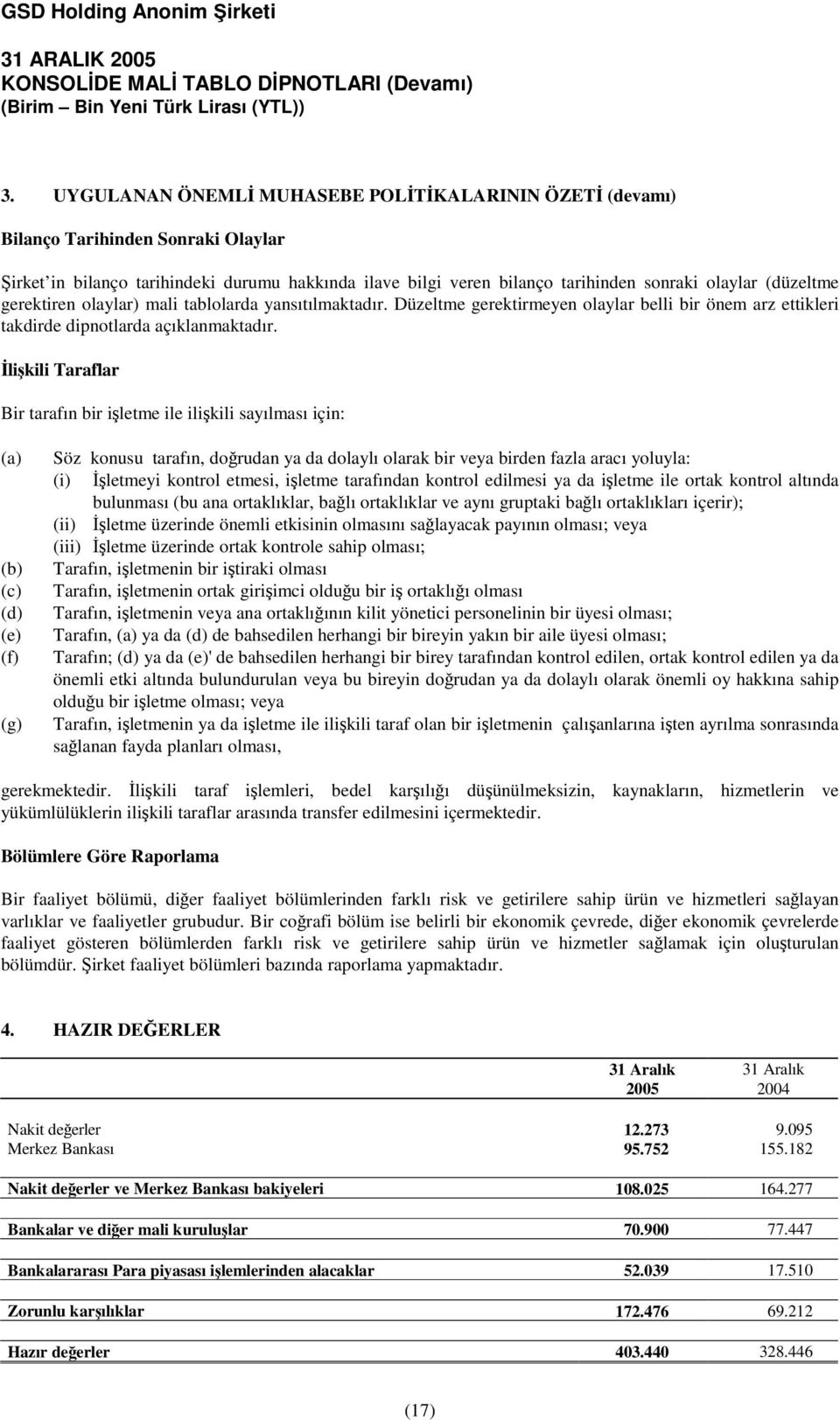 likili Taraflar Bir tarafın bir iletme ile ilikili sayılması için: (a) (b) (c) (d) (e) (f) (g) Söz konusu tarafın, dorudan ya da dolaylı olarak bir veya birden fazla aracı yoluyla: (i) letmeyi